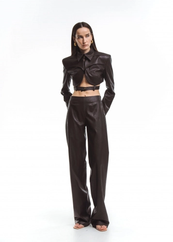 Кожаные брюки DRAGON(ДРАГОН) в коричневом цвете - Коричневый - 40-42 (XS-S)